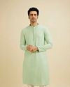 Light Mid Green Chikankari Embroidered Sequinned Kurta Set